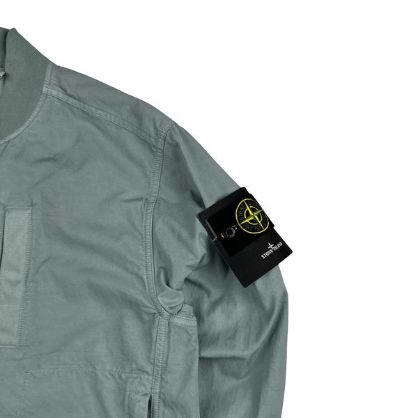 Stone Island 2023 Baby Blue Cupro Cotton Twill-TC Bomber Jacket - Small