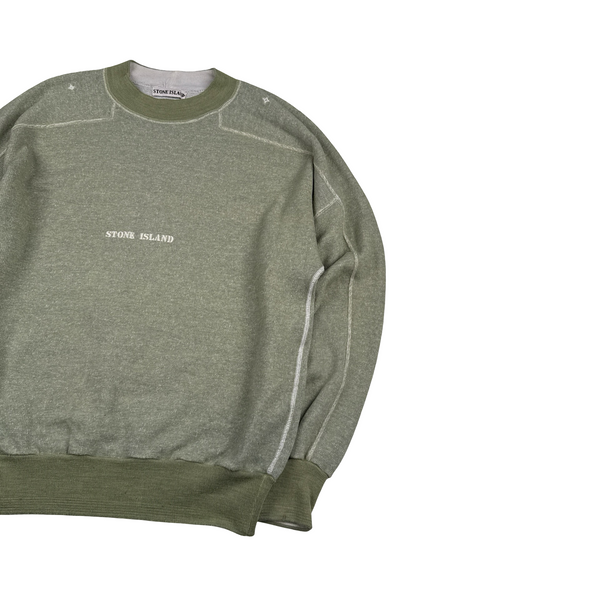 Stone Island 1990s Vintage Light Green Spellout Pullover - XL