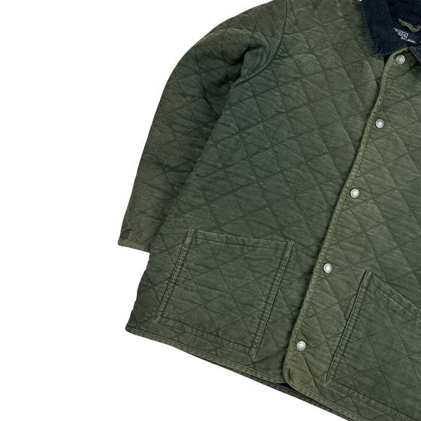 Ralph Lauren Green Washed Quilted Buttoned Jacket - Medium