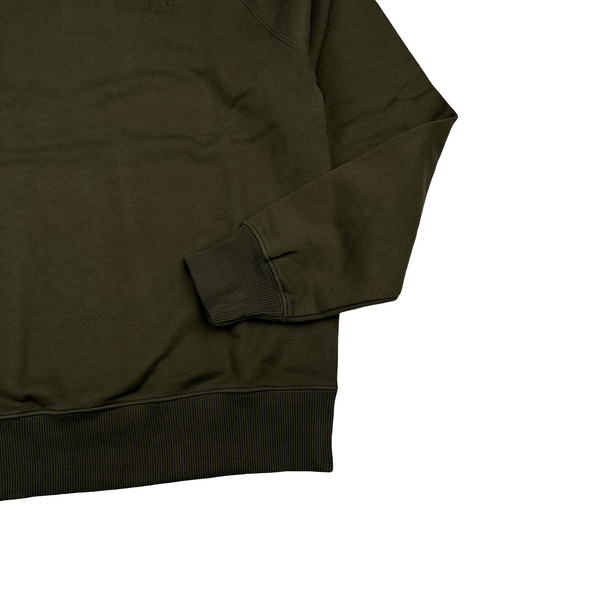 CP Company 00s Khaki Cotton Garment Dyed Crewneck Jumper - Large