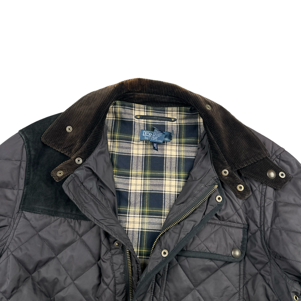 Ralph Lauren Corduroy Collar Suede Pocket Quilted Jacket - Large