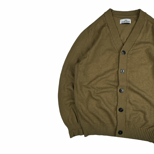 Stone Island 2023 Khaki Cotton Buttoned Cardigan Jumper - Large