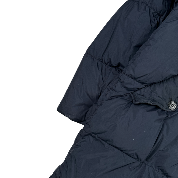 Stone Island Navy Garment Dyed Crinkle Reps Dual Wool Hood Parka Jacket - Large