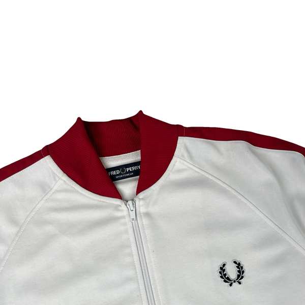 Fred Perry Red/White Zipped Tracksuit Jacket - Large