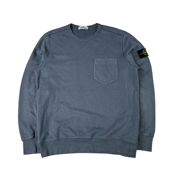 Stone Island 2019 Blue Cotton Crewneck - Large