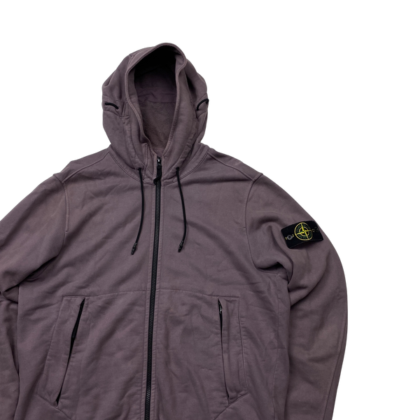 Stone Island Thick Dusty Rose Cotton Zipped Hoodie - Large
