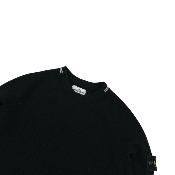 Stone Island 2020 Black Lambs Wool Crewneck Knitted Jumper - Large