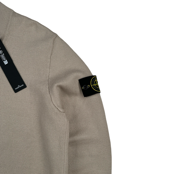 Stone Island 2024 Beige Wool Knit Buttoned Jumper - Medium