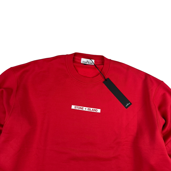 Stone Island 2022 Red Spellout Crewneck Jumper - 3XL
