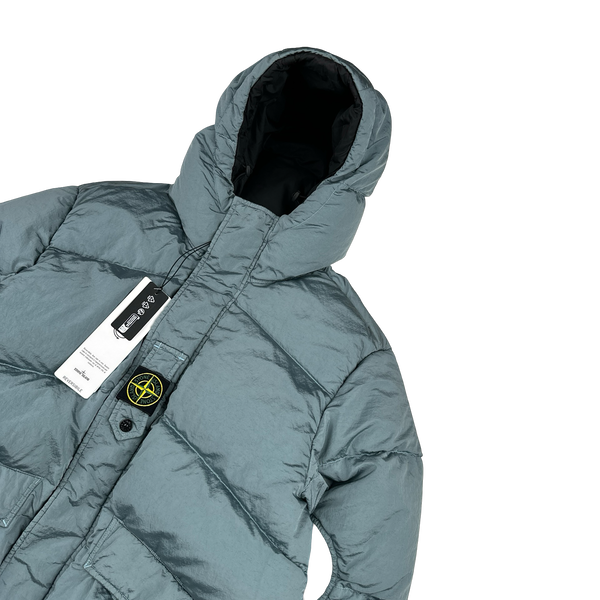 Stone Island 2023 Baby Blue Reversible Nylon Metal Down Centre Badge Puffer Jacket - Medium