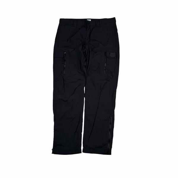 CP Company Metropolis Black Nylon Badge Cargo Trousers - Large
