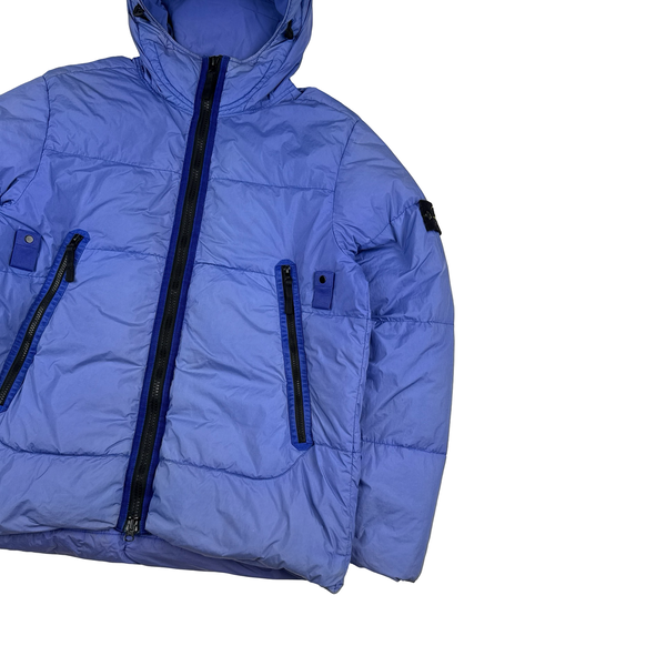 Stone Island 2021 Blue Crinkle NY Down Puffer Jacket - Large