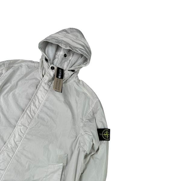 Stone Island 2025 Garment Dyed White Crinkle Reps Jacket - Large
