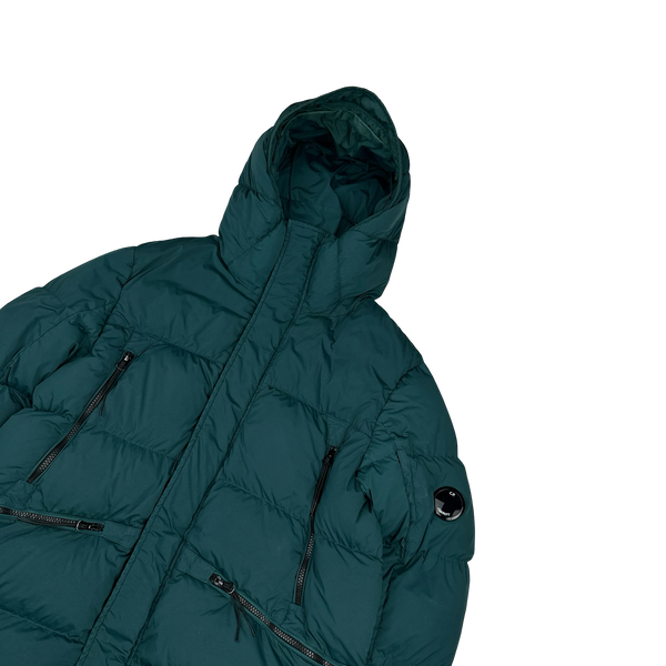 CP Company Teal Nycra Down Filled Puffer Long Jacket - Medium