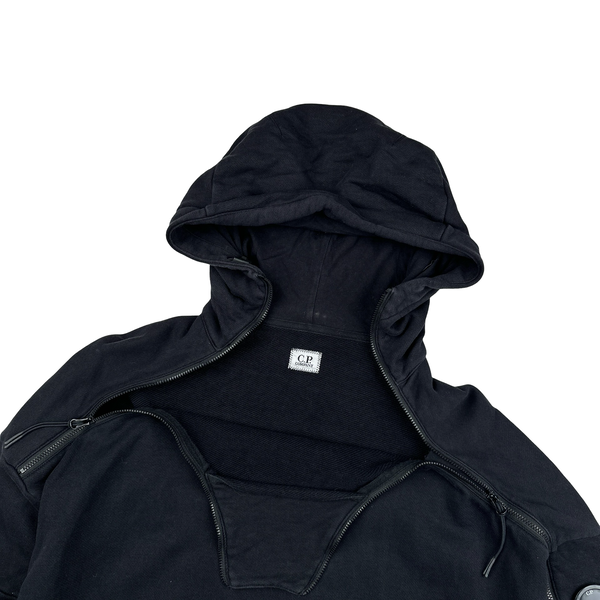 CP Company Black Pullover Zipped Chest Lens View Hoodie - Large