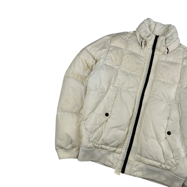 Stone Island 2018 White Garment Dyed Crinkle Reps Puffer Jacket - Small