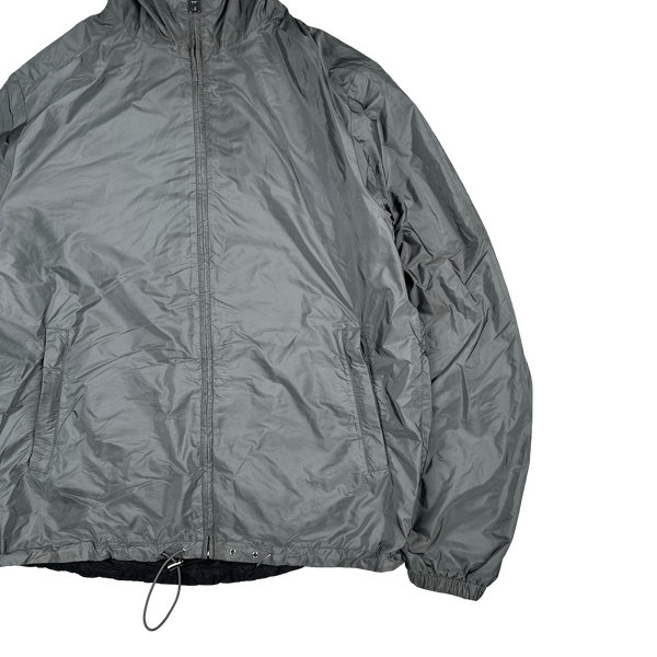 Prada Grey/Black Red Tab Reversible Nylon Windbreaker Hooded Jacket - 3XL