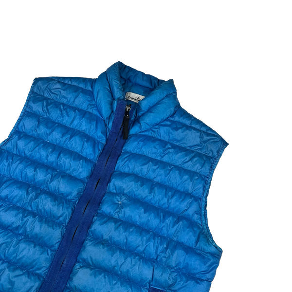 Stone Island 2015 Blue Garment Dyed Down Packaway Gilet - Medium