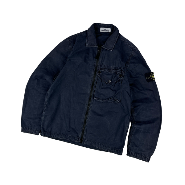 Stone Island 2021 Navy Cotton Overshirt - Small