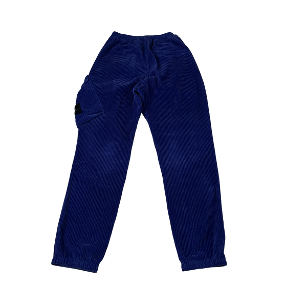 Stone Island 2021 Blue Jumbo Corduroy Cargo Trousers - 28"