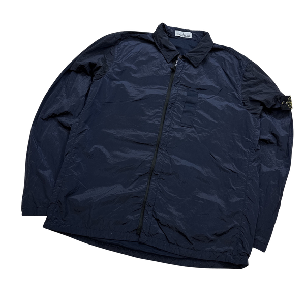 Stone Island 2017 Blue Nylon Metal Shimmer Overshirt - XL