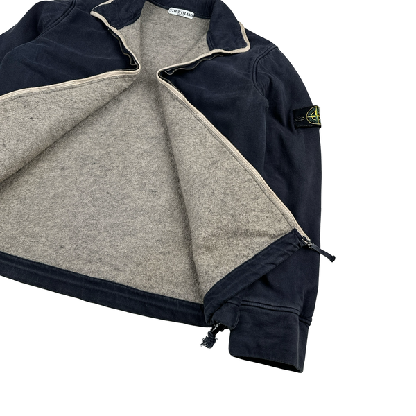 Stone Island 2005 Navy Felt Cotton Zipped Jacket - Large