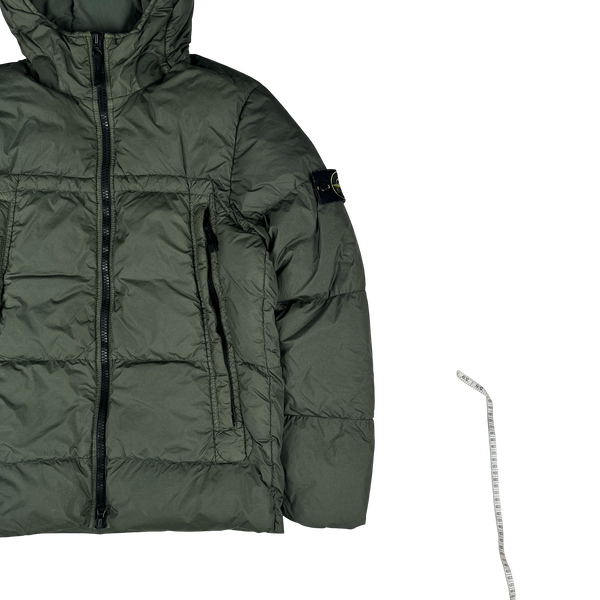 Stone Island 2020 Moss Green Crinkle Reps Puffer Jacket - Small