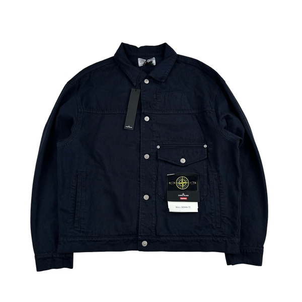 Stone Island x Supreme 2023 Navy Bull Denim TC Jacket - Large