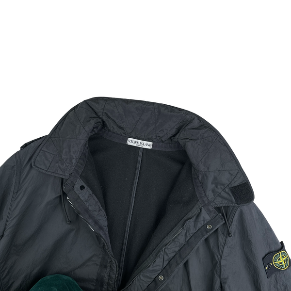 Stone Island 2010 Black Heavyweight Wool Lined Trench Coat - XL