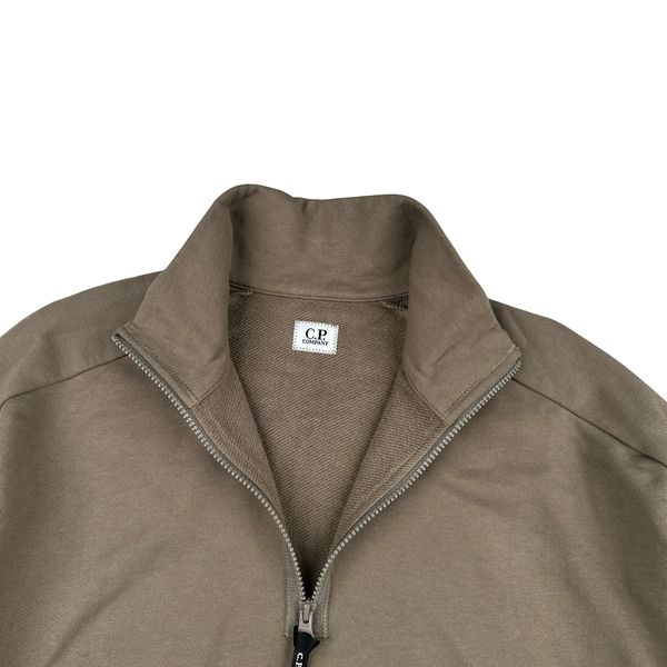 CP Company Cotton Half Zip Brown Lens View Jumper - Medium