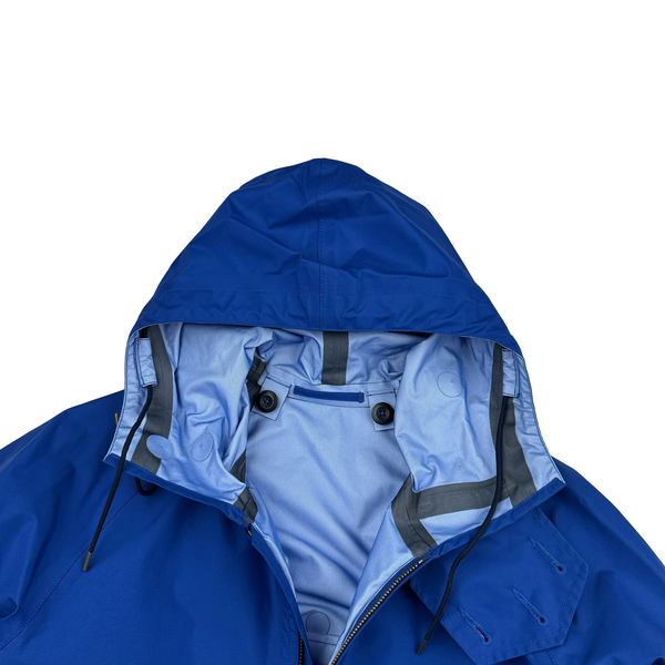 Ten C Lightweight Blue Buttoned Neck Anorak Jacket - Large