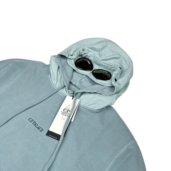 CP Company x Palace Blue Spellout Goggle Hoodie - Large