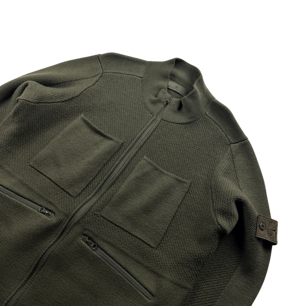 Stone Island 2017 Khaki Wool Zipped Ghost Piece Jumper - XXL