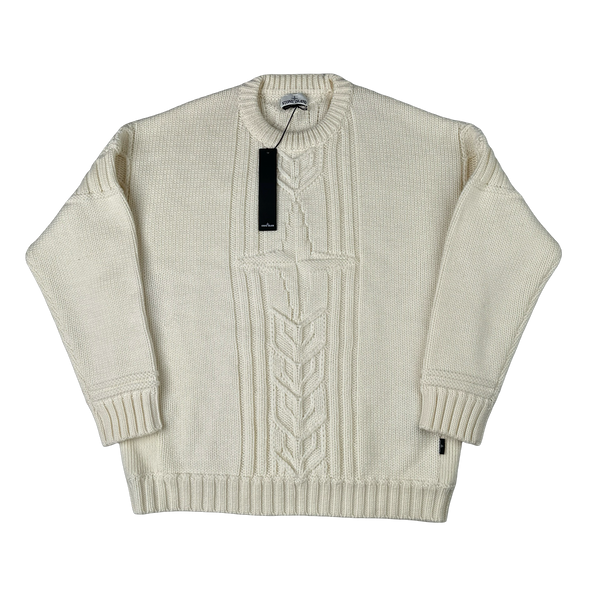 Stone Island 2020 White Thick Winter Embossed Knit - 3XL