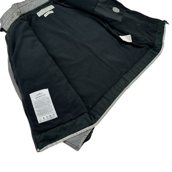 Stone Island Silver Liquid Reflective Fleece Lined Jacket - Large