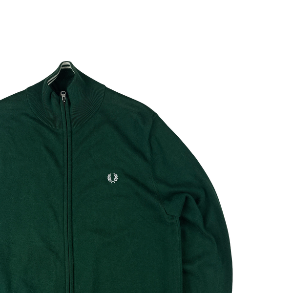Fred Perry Green Zipped High Neck Knit - Large
