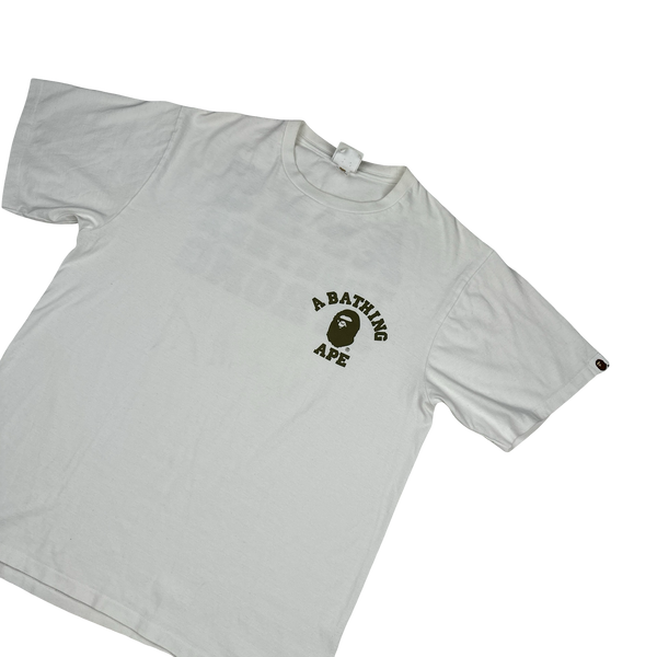 BAPE Stronger Spellout White T Shirt - XL
