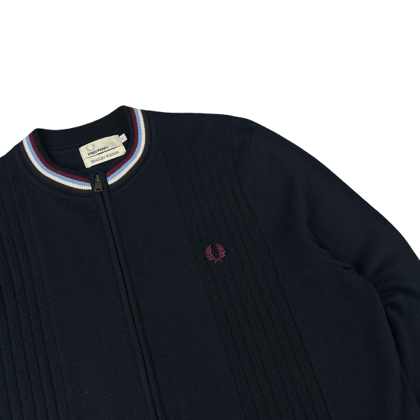 Fred Perry Bradley Wiggins Navy Zipped Knit Bomber - Large