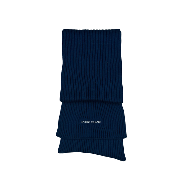 Stone Island Blue Ribbed Spellout Scarf