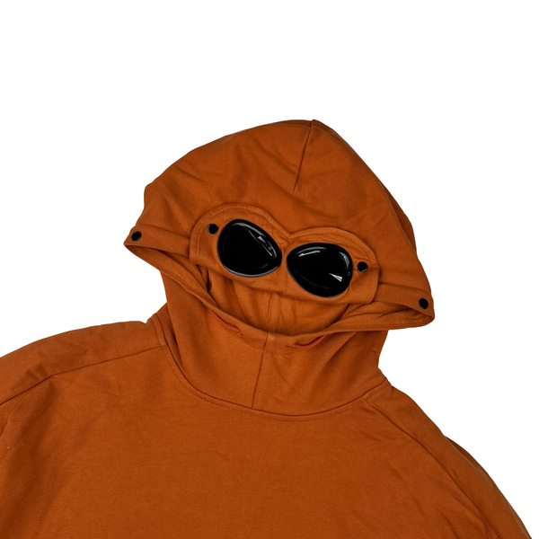 CP Company Orange Cotton Goggle Pullover Hoodie - Large
