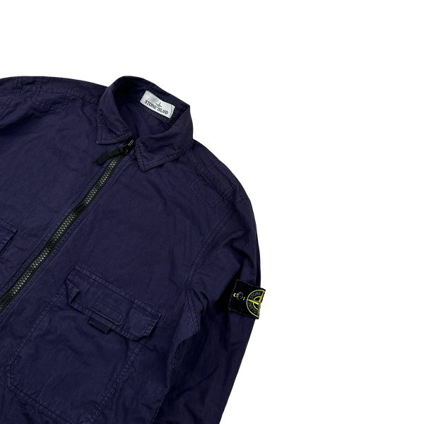 Stone Island 2018 Purple Cotton Zipped Overshirt - Medium
