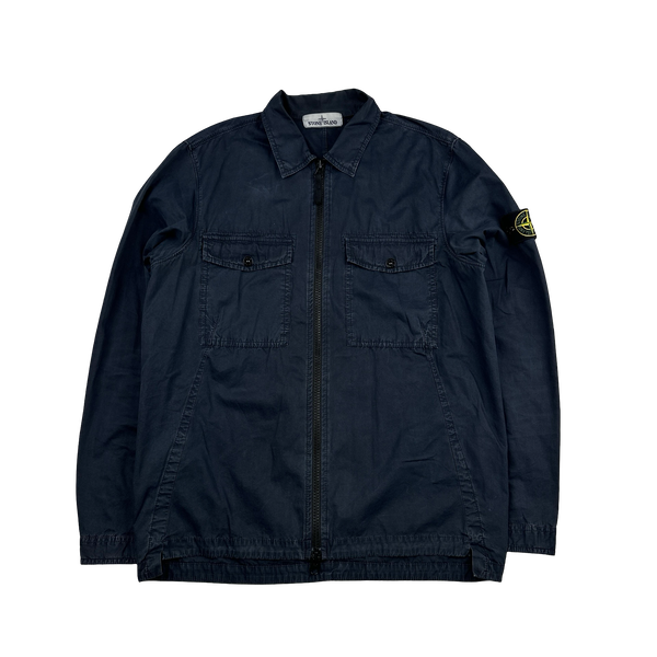 Stone Island 2019 Navy Garment Dyed Overshirt - Medium