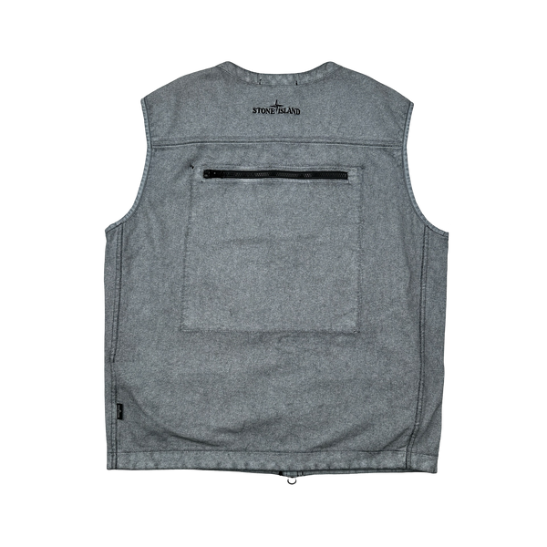 Stone Island 2019 Tela Placcata Spellout Zipped Cargo Gilet - Medium