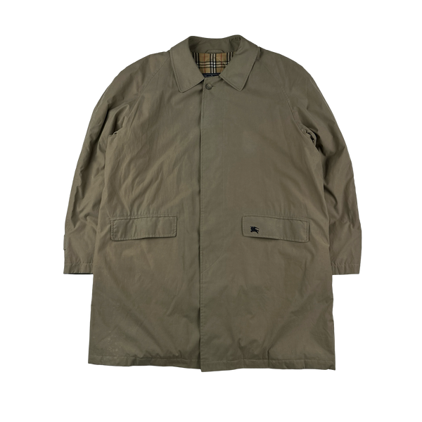 Burberry Nova Check Lined Nylon Padded Long Jacket - Large
