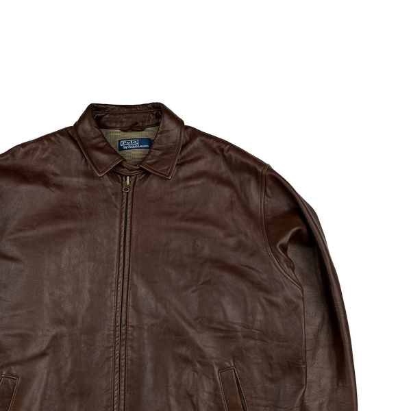 Ralph Lauren Brown Heavyweight Leather Jacket - Medium