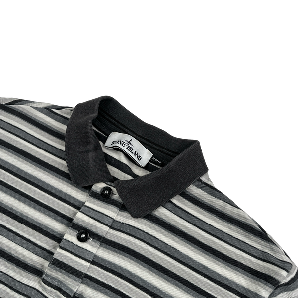 Stone Island 2014 Grey Striped Short Sleeved Polo Shirt - Large