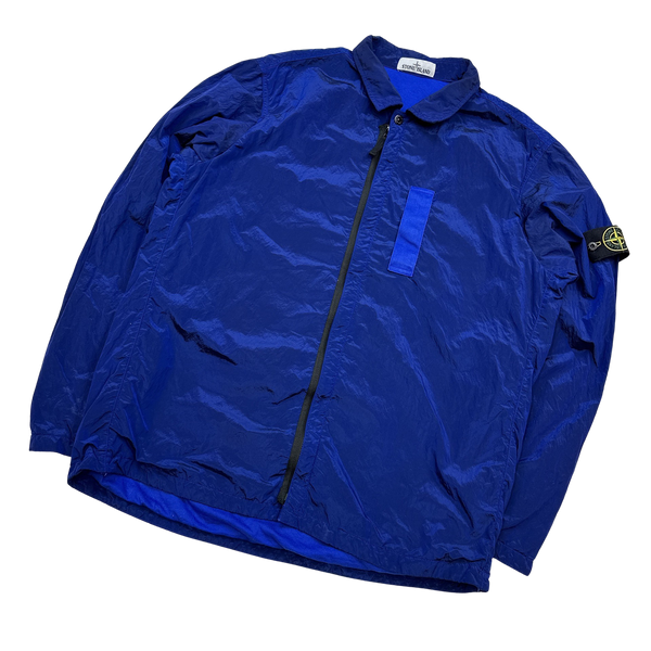 Stone Island 2017 Blue Nylon Metal Shimmer Overshirt - XXL