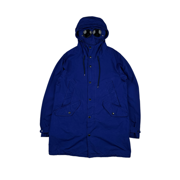 CP Company Blue Micro Kei Long Parka Goggle Jacket - XL