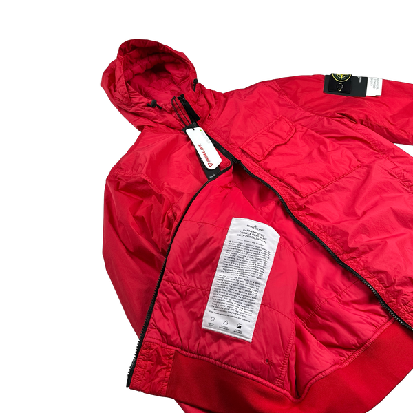 Stone Island 2022 Red Crinkle Primaloft Lined Jacket - Medium