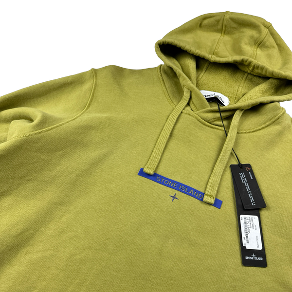 Stone Island 2021 Green Spellout Pullover Hoodie - Large
